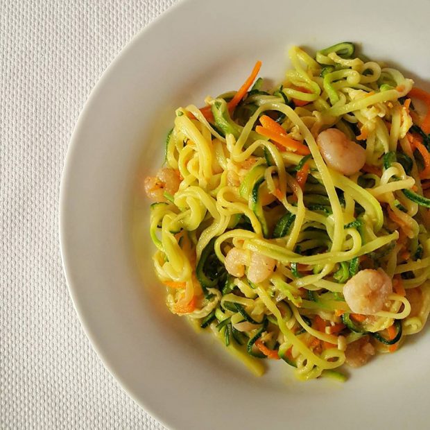 Receta Espaguetis de calabacín con gambas